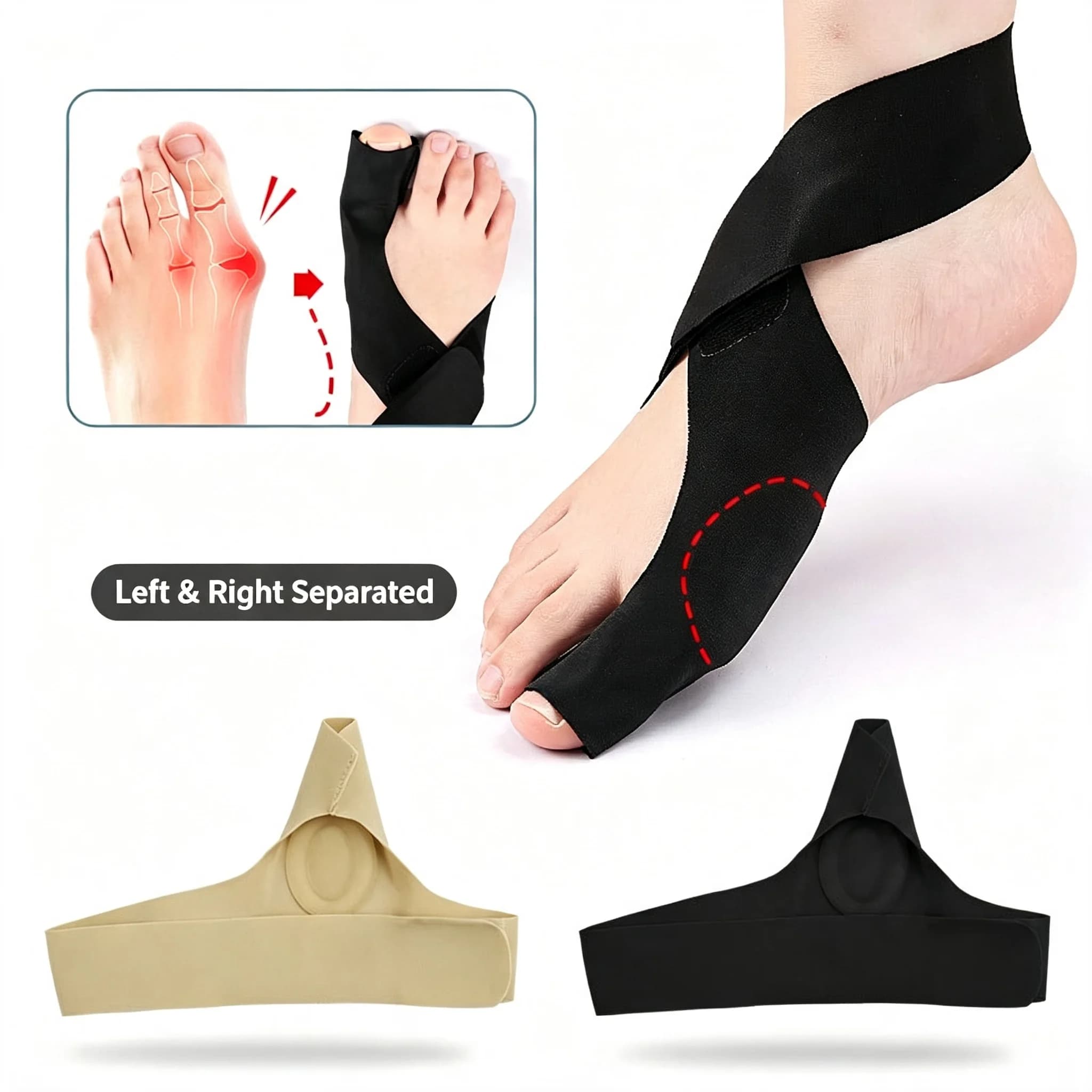 1pcs Velcro Bunion Corrector Sleeve – Anti-chafing design with adjustable strap for bunion correction.