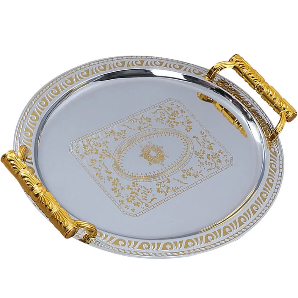 Metal Oval Fruit Tray Stainless Steel Decorative Serving Plate for Snacks Dried Fruit Candy Holder Food Tray Metal Plates