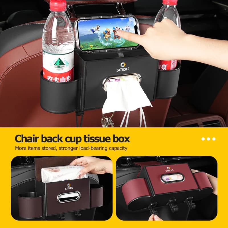 Car Storage Box Tissue Box Backseat Hook Organizer Holder Car Seat Back Storage Box For Smart Fortwo 451 450 453 Forfour Cabrio
