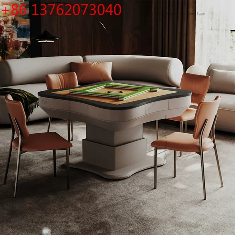 Modern High-end Automatic Mahjong Table Nordic Lifting Tea Table Mahjong Machine Multifunctional Solid Wood Slate Furniture