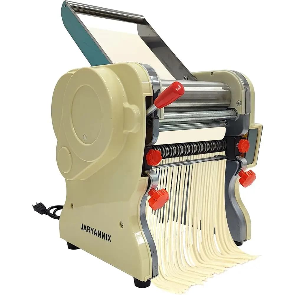 Electric Pasta Press Maker, Stainless Steel Noodle Making Machine, 3mm and 9mm Wide Knife, Adjustable Width, Automatic Noodle Ma