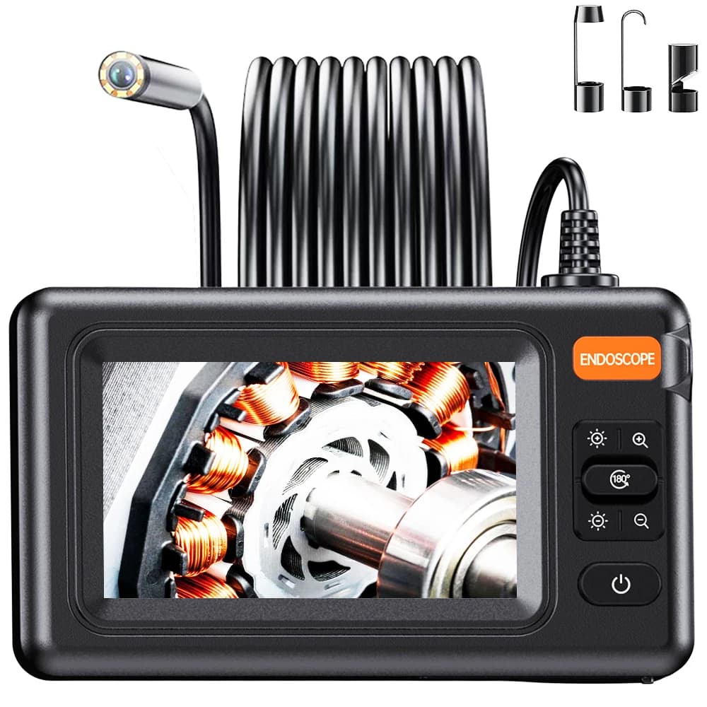 Industrial Boroscope with 8 mm 1080P high-definition endoscope, 4.3 inch IPS screen, 1080P tube inspection camera, automotive player