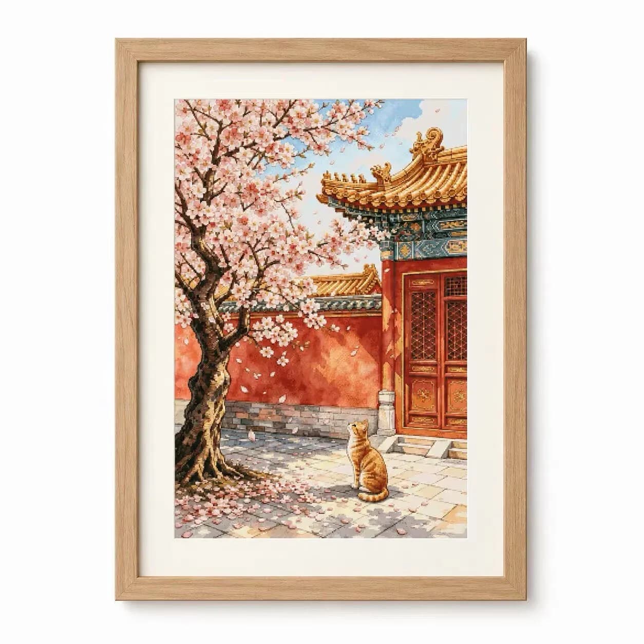 ZZ8883 Palace Wall Cat 14CT 16CT 18CT Stamped Cross Stitch DIY Set Pattern Kit Needlework Embroidery 85 Colors