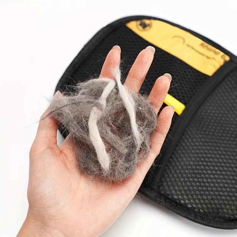 Animals Static Animals Removal Gloves, Updated Edition - Black Polypropylene Gloves for Gatti Toelettatura with Yellow Details