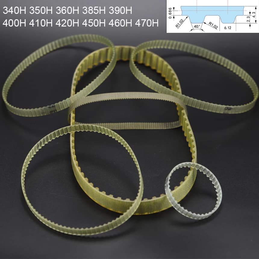 340H 350H 360H 385H 390H 400H 410H 420H 450H 460H 470H 12.7mm Pitch PU Steel Wire Trapezoidal Cogged Synchronous Timing Belt