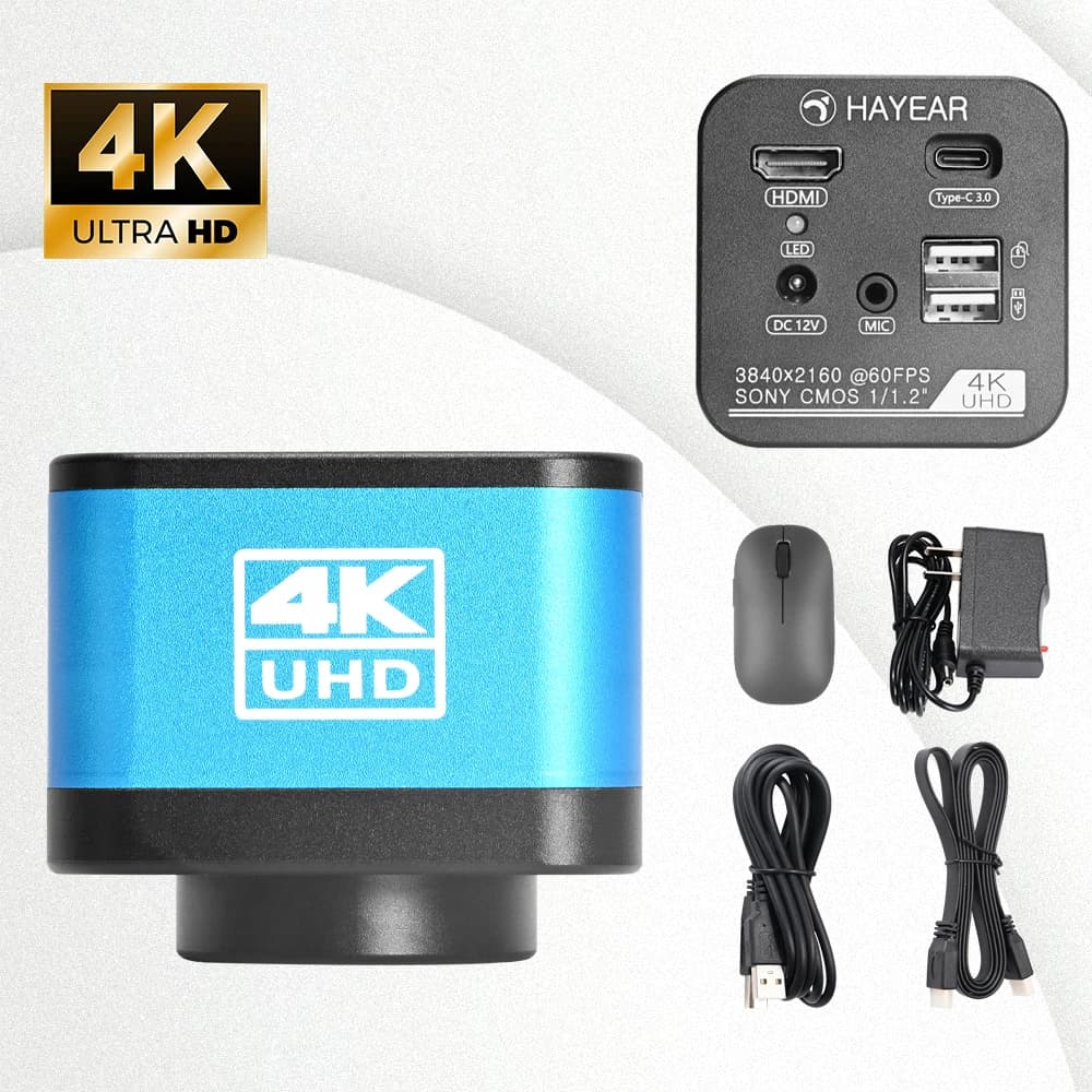 Electronic Digital Microscope UHD 4K 60FPS with IMX585 Sensor, 8MP, HDMI, USB Type-C 3.0 for SMT Welding Laboratory