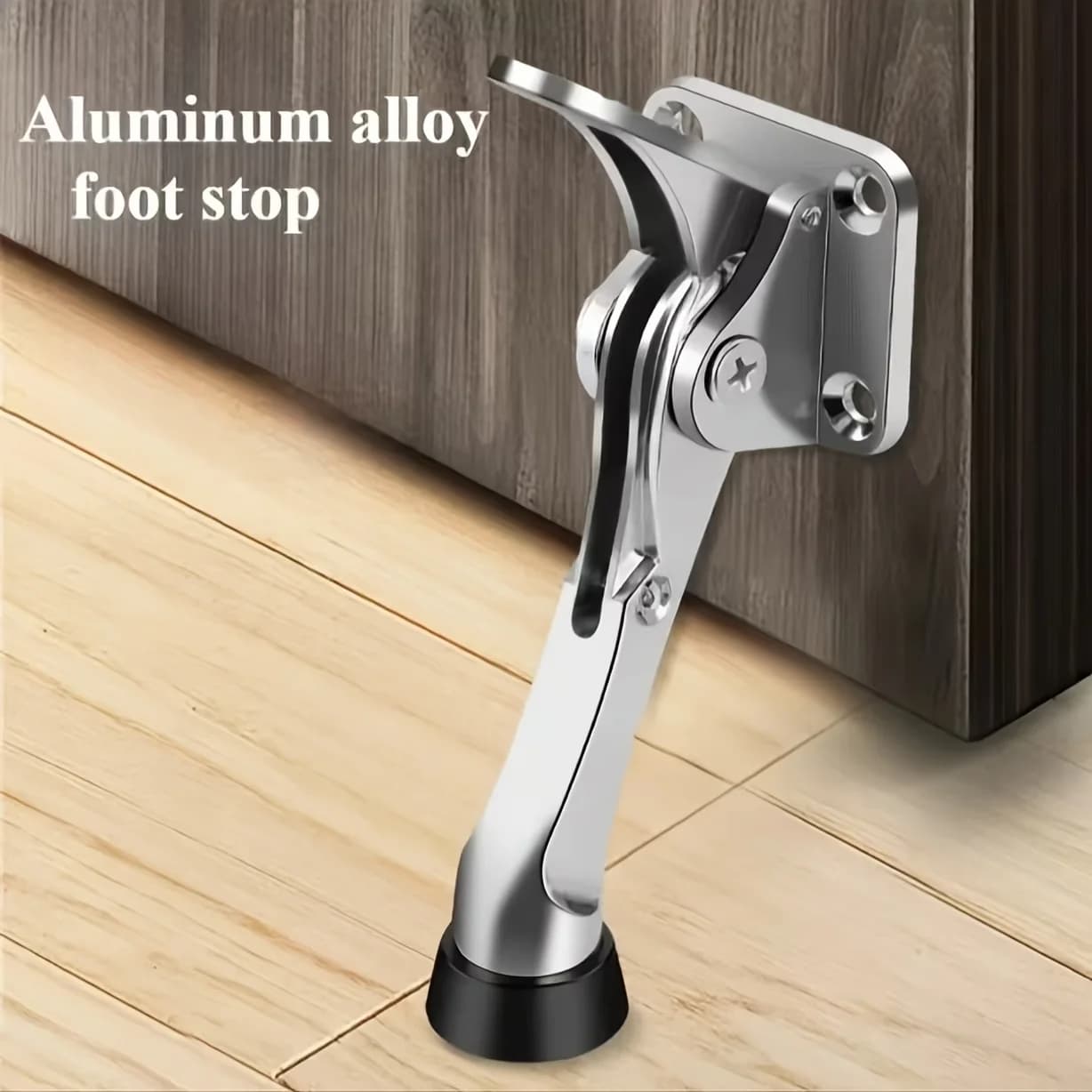 1PC Kick-Down Door Stopper, One-Touch Height Adjustable with Rubber Tips, Heavy Duty Door Holder for Door Bottom