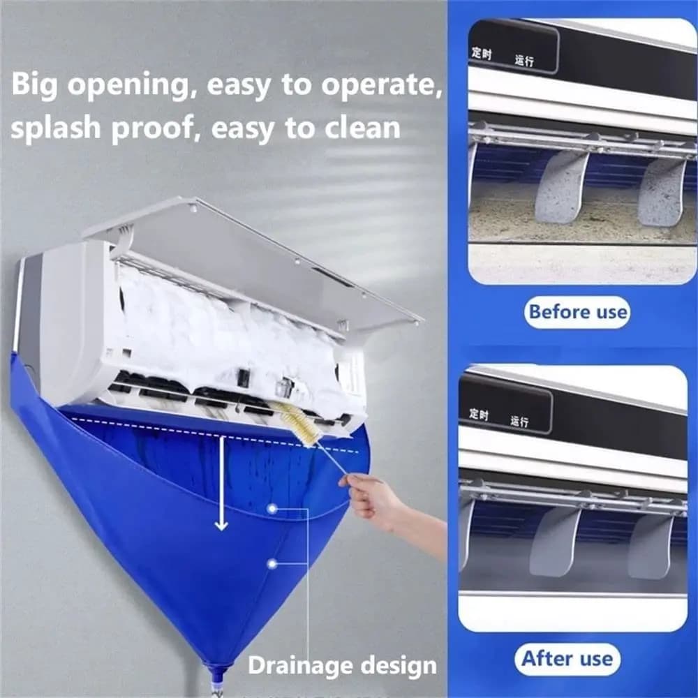 Mini Split Ac Cleaning Kit Conditioner Cover Waterproof Wall Mounted Dust Washing With Drainpipe Water Pipe Clean Protector