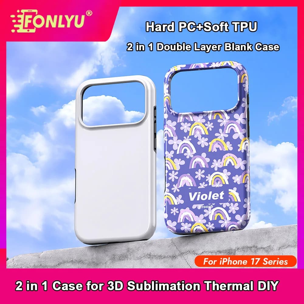 FONLYU 3D Pellicola di sublimazione 2 in 1 Custodia a conchiglia per telefono vuota per iPhone 12 13 14 15 16 17 pro Air Max Completamente avvolto Termico fai da te