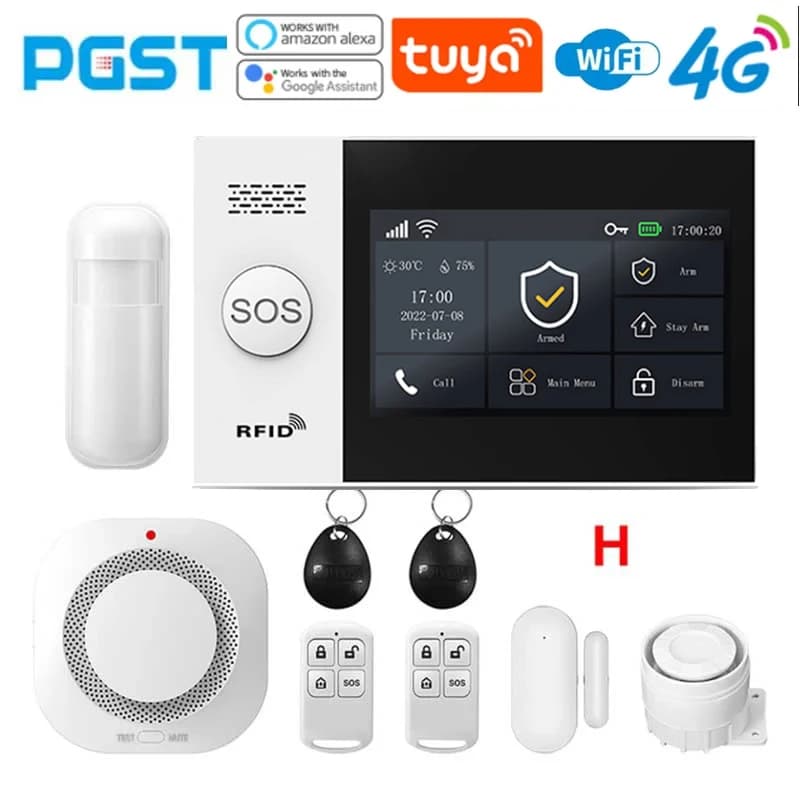 PGST 4G PG107 Tuya Allarme domestico wireless WIFI GSM Cintura di sicurezza domestica Sensore rilevatore di movimento Sistema di allarme antifurto Supporta Alexa a
