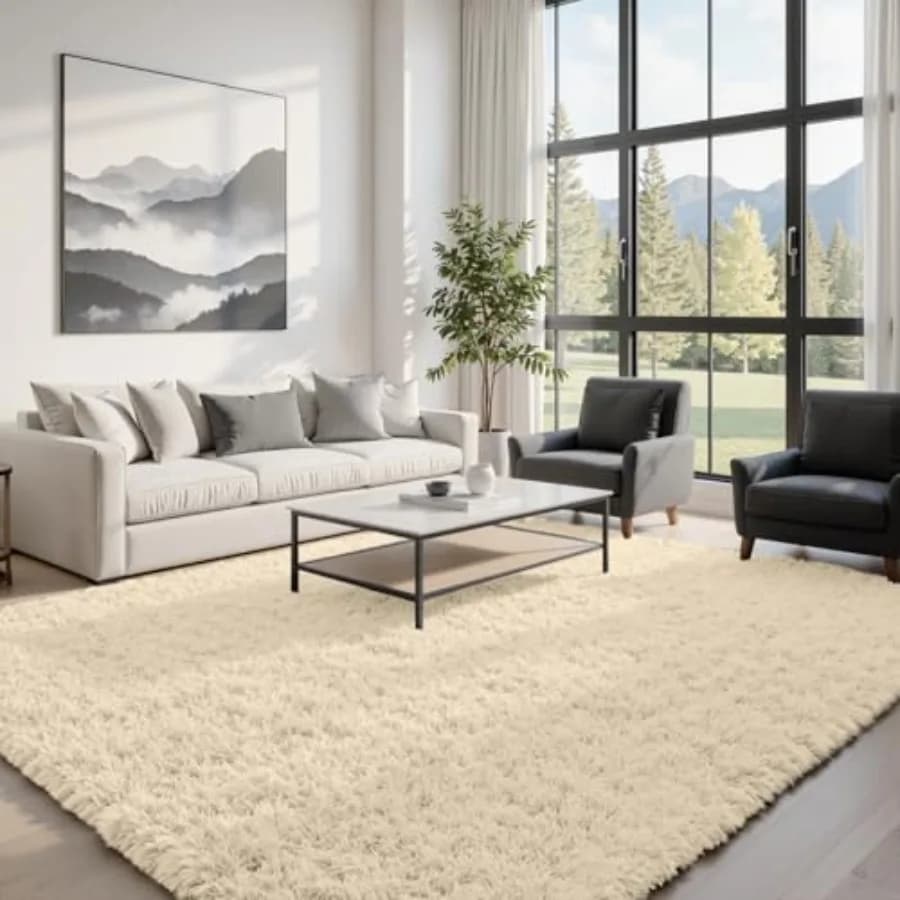 Tappeti 8x10 per Soggiorno: Morbido Tappeto Beige Soffice e Peloso, Tappeto Grande Antiscivolo in Peluche per Interni, per Camera da Letto, Cameretta