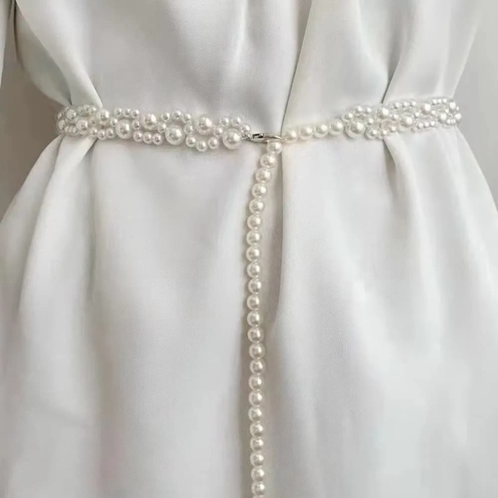 100cm Pearl Waist Chains Waist Accessory Temperament Elegant Body Jewelry Versatile Pearl Belt Girls Dress Strap