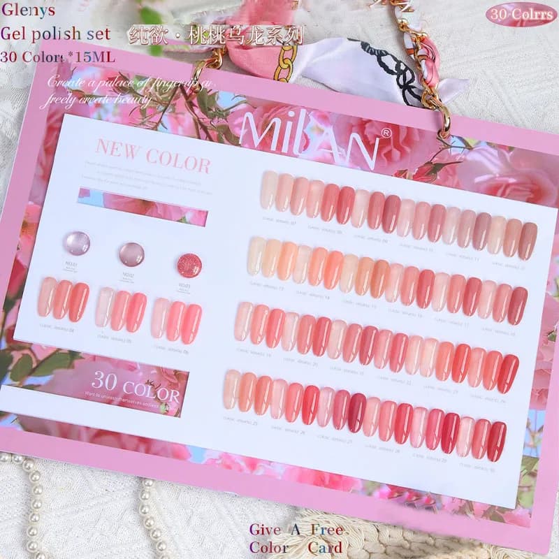 Set di Smalti Gel per Unghie Glenys in 30 Colori, Tendenza Online, Rosa Delicato, Bianco, Gel Semipermanente, Essenziale per Saloni di Bellezza, Set per Nail Art all'Ingrosso