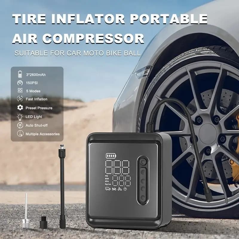 Compressore d'aria portatile NW05, gonfiatore per pneumatici senza fili, estrattore d'aria elettrico in ABS, mini pompa per auto con caricatore, gonfiaggio rapido, doppia alimentazione
