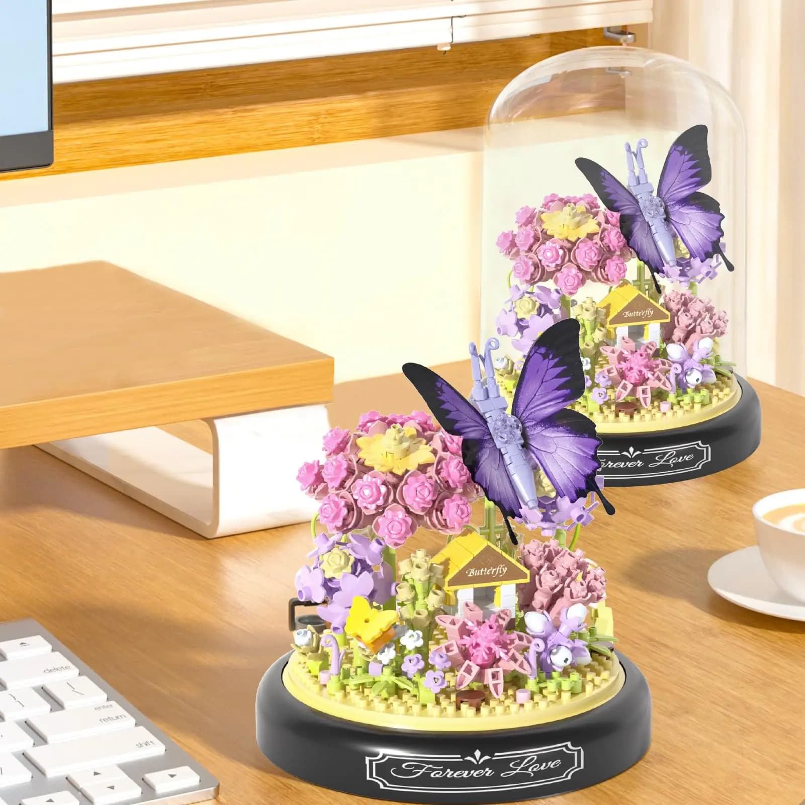 Insect Flower Building Blocks Set Bee Butterfly Plant Potted Model Bricks Set With Dust Cover Diy Toys For Kids Holiday Gifts