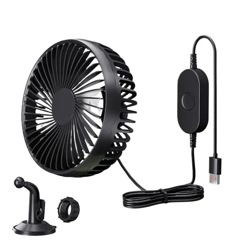 Ventilatore per auto a testa singola Ventola di raffreddamento automatica Circolatore d'aria di raffreddamento elettrico compatto alimentato tramite USB da 5 V per camion SUV RV Camping