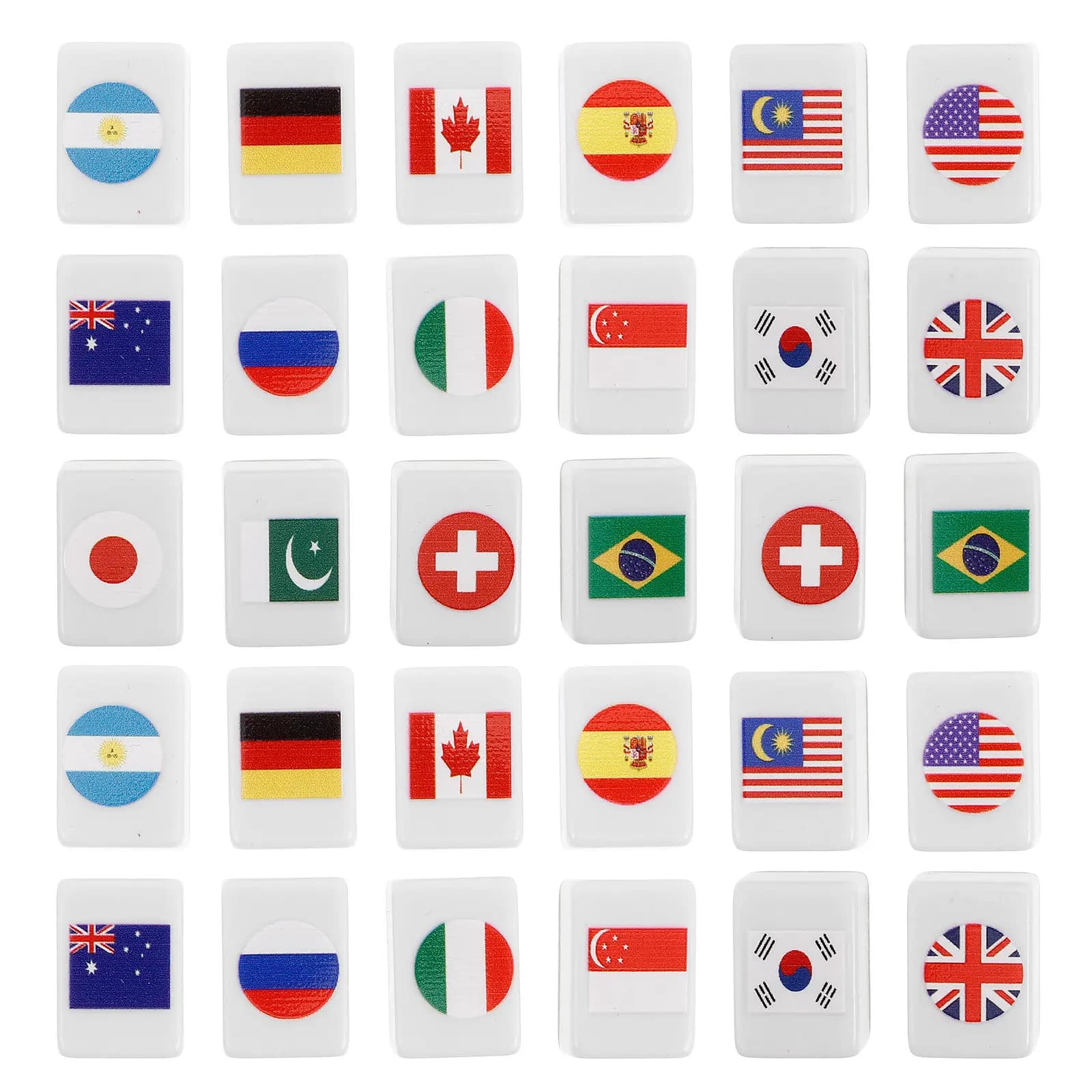 48Pcs Flag Mahjong Tiles Set Elegant National Design for Family Gatherings Vacations Leisure Adult Tile Games Party