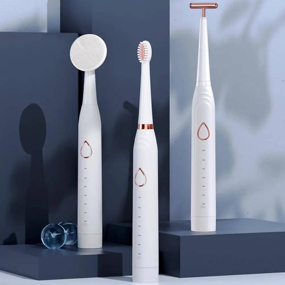 1Set Rechargeable Three-in-One Electric Toothbrush Sonic Toothbrush Face Cleanser Waterproof Tooth Cleaner Tooth Brush