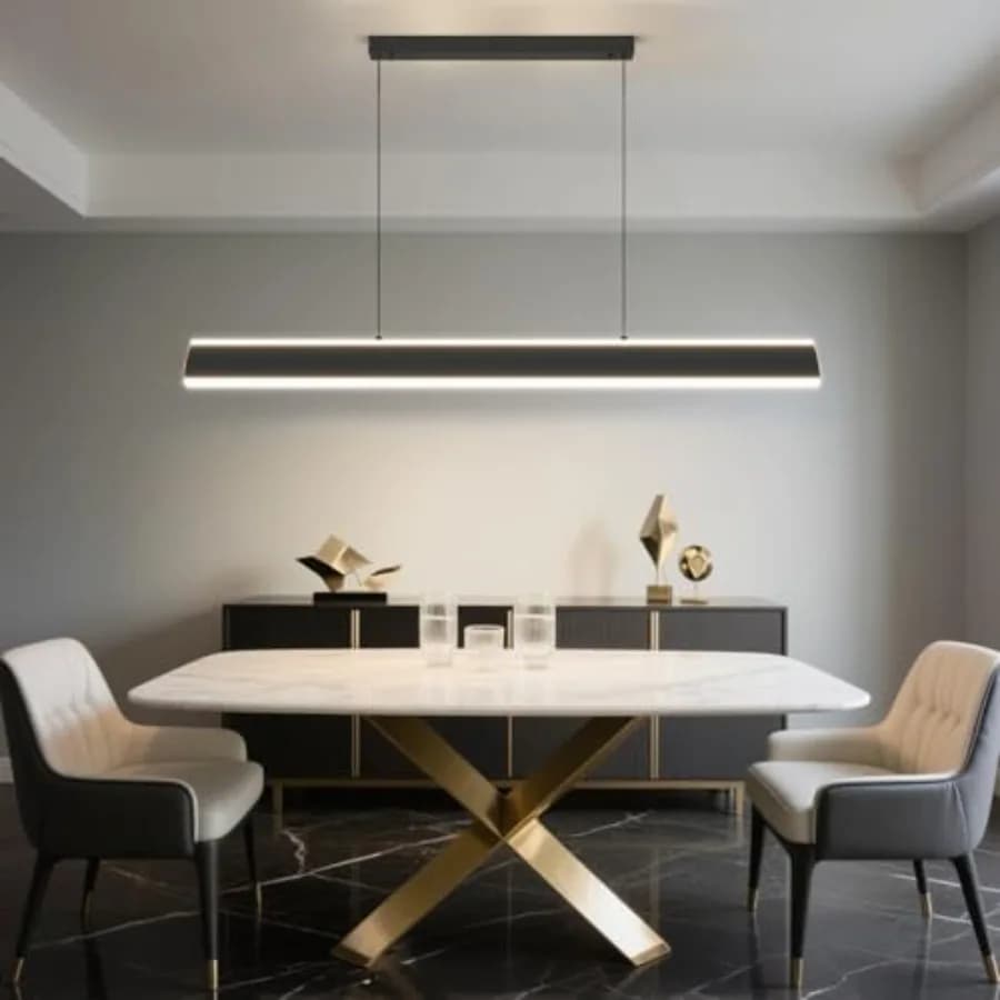 Lampadario Moderno a LED con Telecomando, Temperatura di Colore Regolabile 3000k-6500K, Illuminazione per Isola in Alluminio