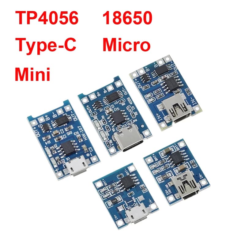 1/5PCS 5V 1A Micro/Type-c/Mini 18650 TP4056 Lithium Battery Charger Module Charging Board With Protection Dual Functions Li-ion