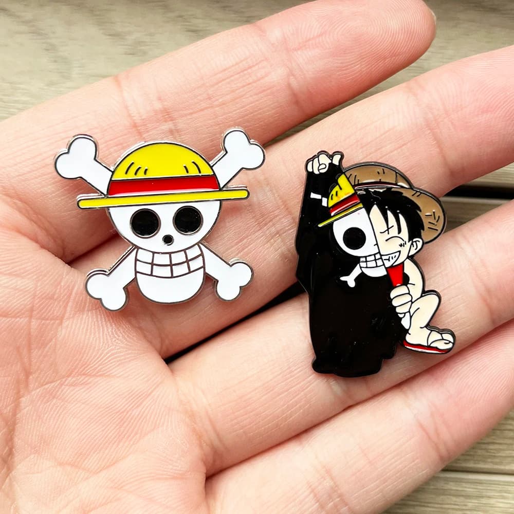 2026 New 2pcs Cute Luffy Anime Lapel Pins Set Enamel Brooches for Backpack Men Women Jewelry Accessory Cool Anime Badges