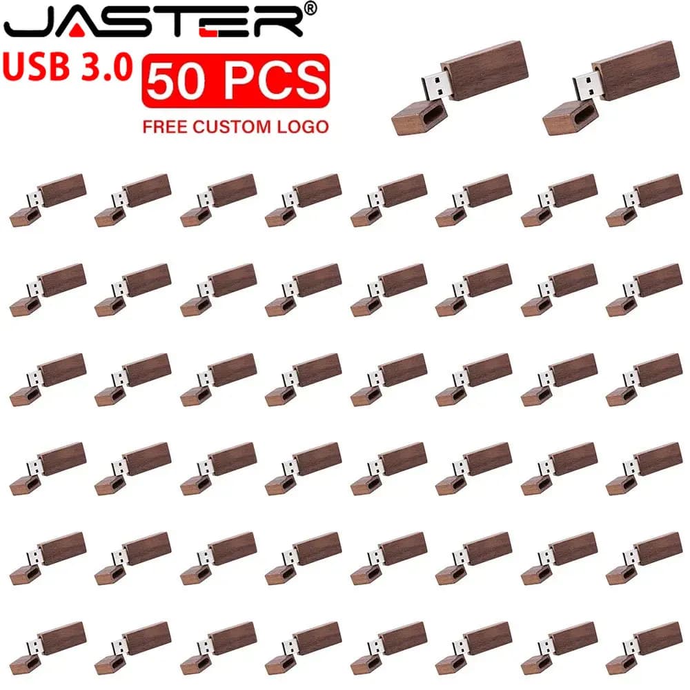 Lotto da 50 Pezzi Chiavette USB 3.0 da 128GB con Logo Personalizzato Gratuito, Pen Drive da 64GB in Legno d'Acero, Elegante Scatola, Chiavetta USB da 32GB per Aziende