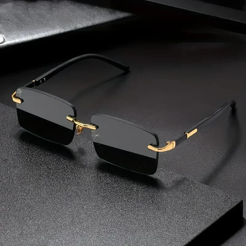 Rimless Sunglasses RecFashion Popular Women Men Shades Small Square Sun Glasses For Female male Summer Traveling Oculos