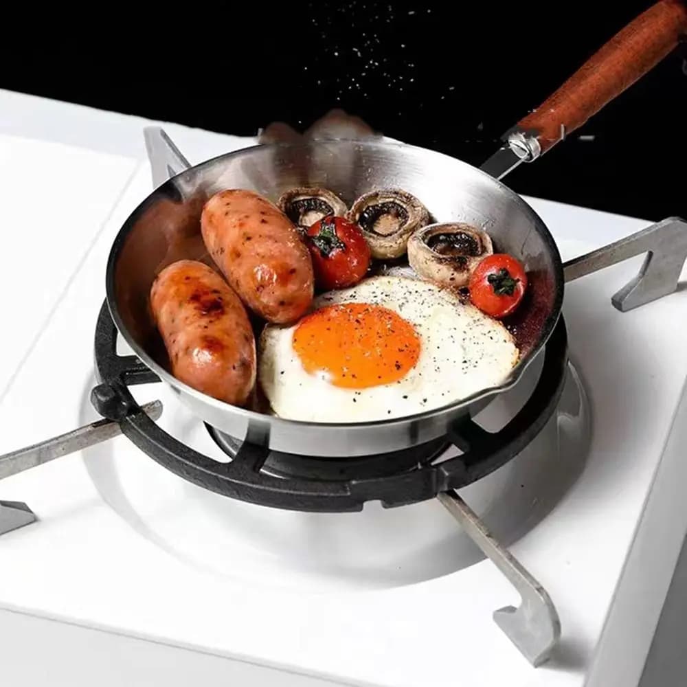 Professional Base Plate Stainless Steel Plate 304, Fitted to Oven, with Wood Handle, Non-stick, Small Chef Omelette Board