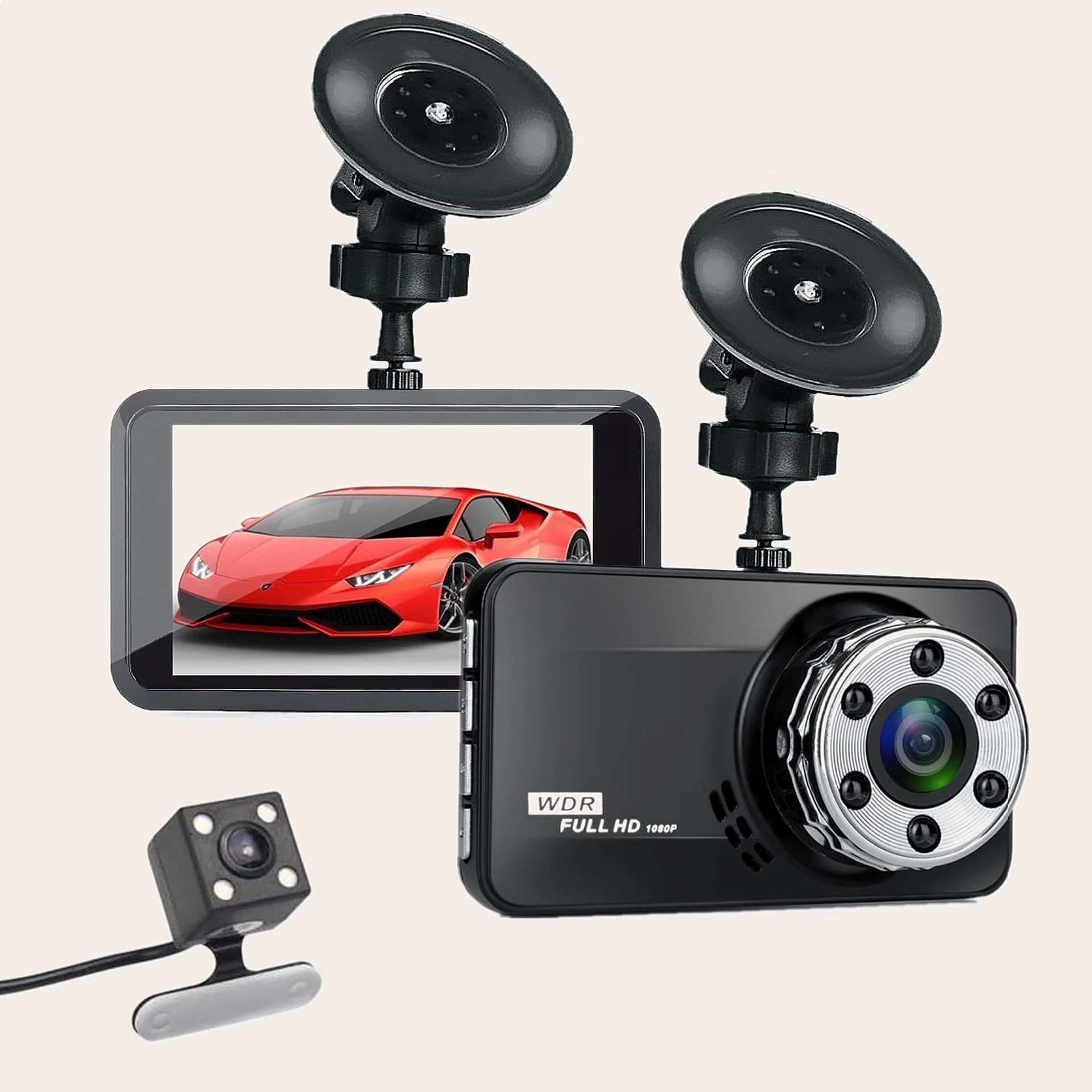 New Dual Lens Dash Cam DVR Car USB Monitor HD Reverse Image Hidden Camera