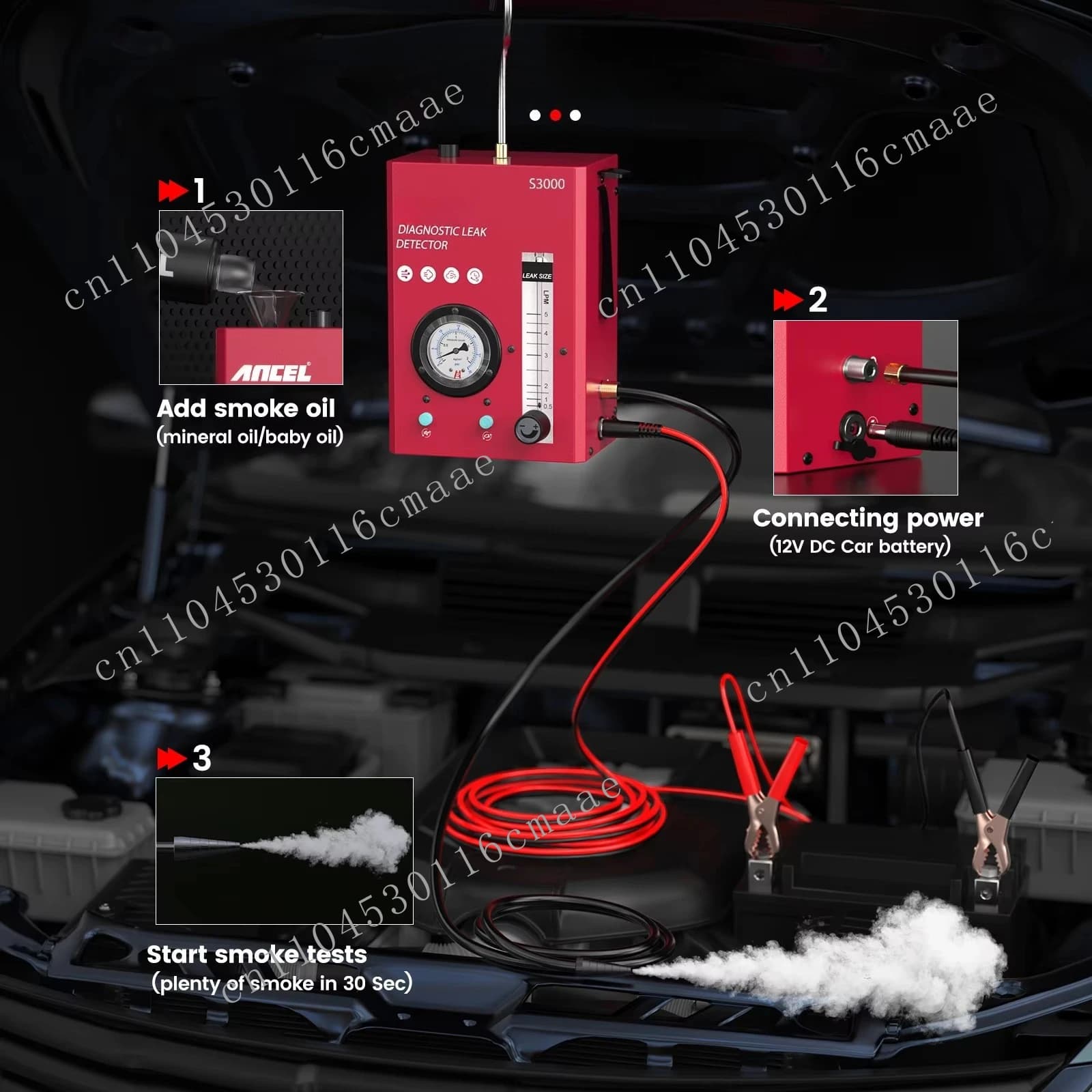 Rilevatore di perdite di fumo S3000, sistema professionale per il test di perdite nelle tubazioni, rilevatore di perdite di fumo per autoveicoli