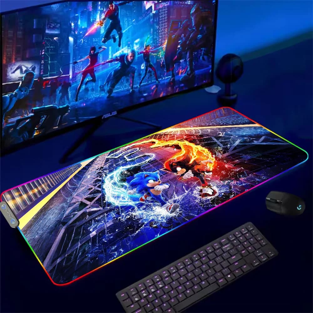 Cartoon S-Sonics The H-Hedgehogs For Mouse Pad Rgb Xxl Steelseries Laptop Cartoon Play Mouse Mat Backlit Keyboard Table Mats for Girl