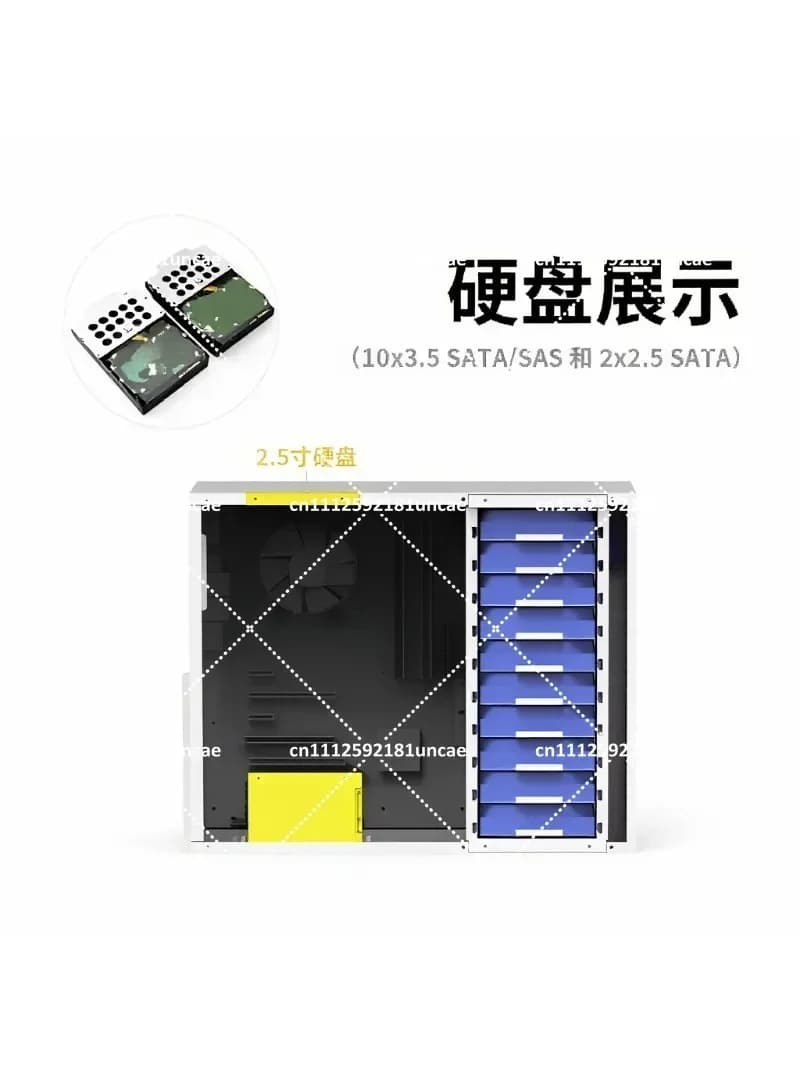 B10 10-Bay NAS Chassis ATX Large Power Full Height Black Storage Server Case for Home And Business Use