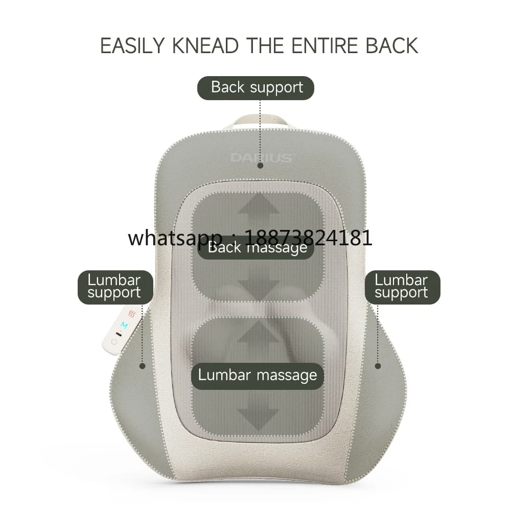 Cuscino Schienale Completo in Pelle Shiatsu con Funzione Massaggio e Rullo, Supporto Lombare per Sedia da Ufficio