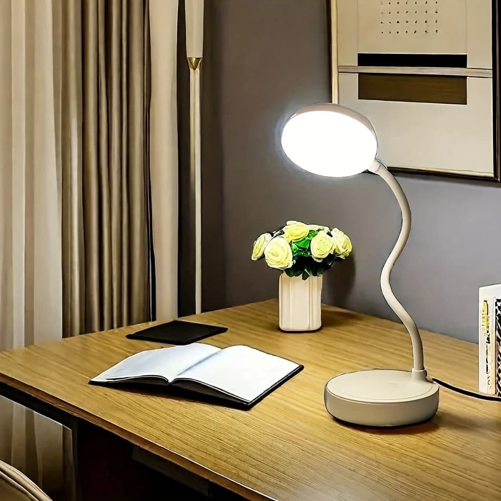 Lampada da scrivania a LED con porta di ricarica USB Luce bianca a LED flessibile perfetta per la lettura dell'ufficio domestico Studio Controllo touch caldo/bianco