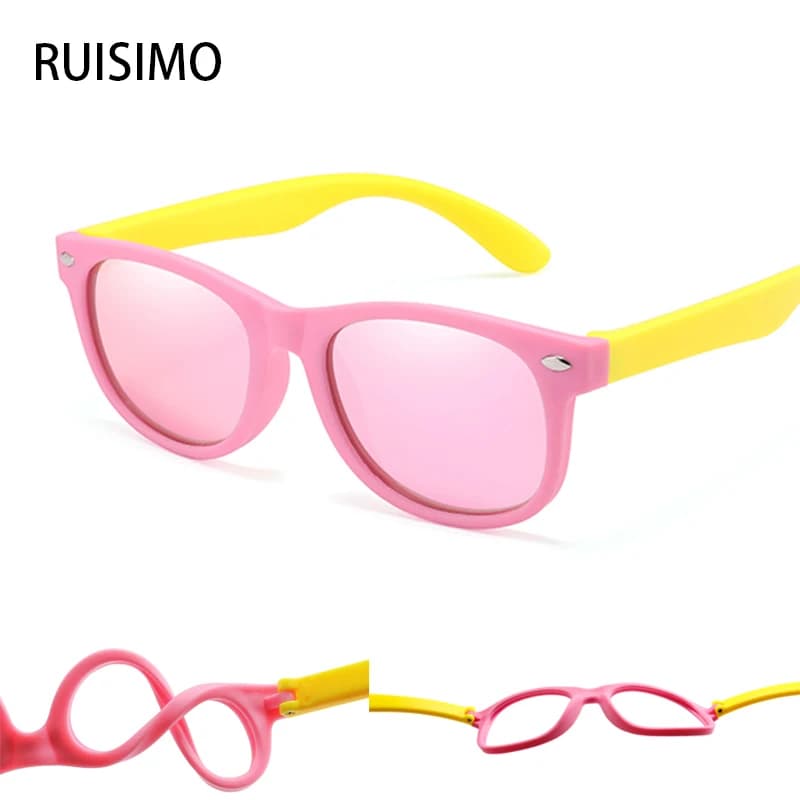 RUISIMO Fashion Kids Sunglasses Children Polarized Sunglasses Boys Girls Eyewear Silicone Security Natility for Kids UV400 Glasses