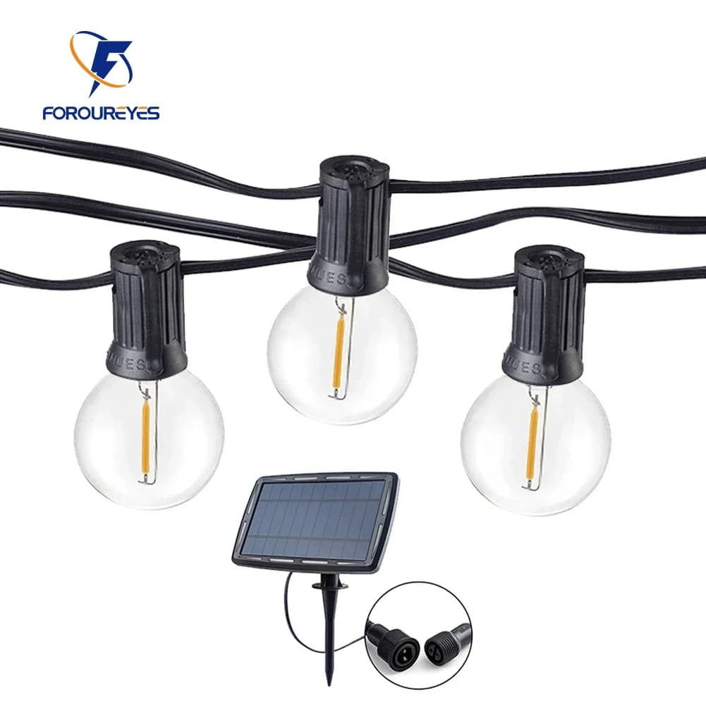 100/50/25ft solare Led stringa di luci a pagamento all'aperto G40 plastica lampadina LED giardino fata Patio luce decorazione della festa nuziale