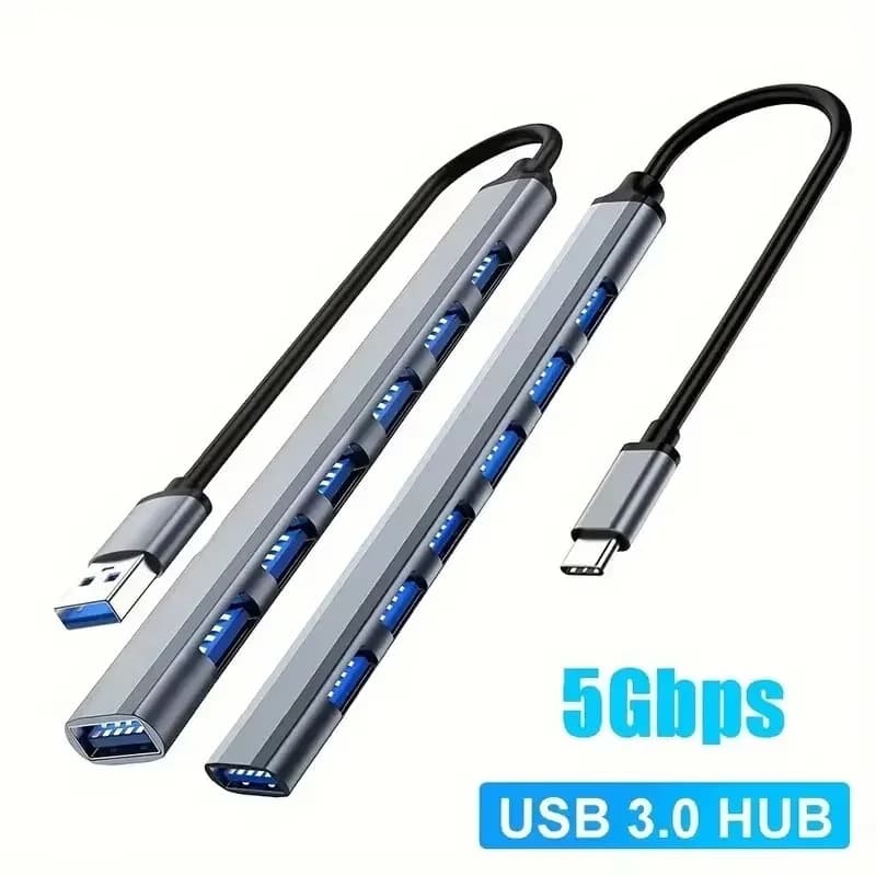 USB C 7 in 1 extender Hub with 7 ports USB 2.0 hub adapter in aluminium alloy Type C Splitter Extender for laptops