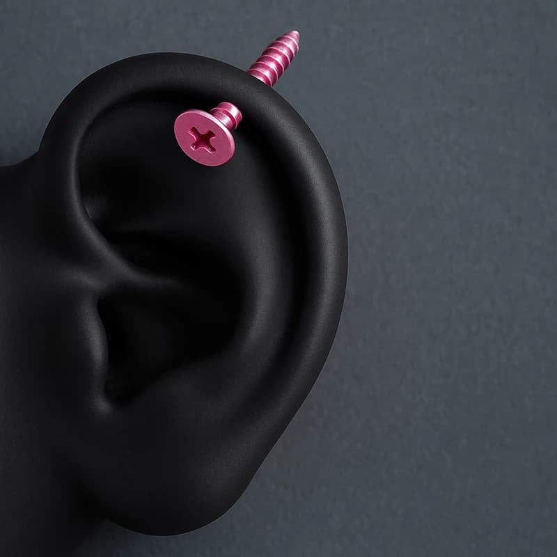 Orecchini alla moda per unghie in osso dell'orecchio in acciaio inossidabile con viti rosa di nuova moda per accessori per piercing al corpo da donna