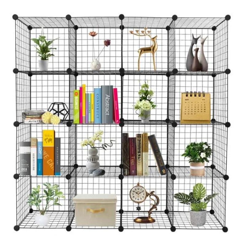 Organizzatore a 16 cubi Scaffali portaoggetti per cubi Scaffali per origami in filo metallico Scaffale multifunzione con griglia metallica