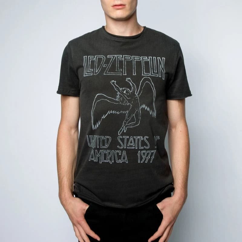 T-shirt da uomo con grafica Led Zeppelin 1975 Tour, unisex, 100% cotone, girocollo, manica corta, Y2k, oversize, popolare, streetwear, top, regali