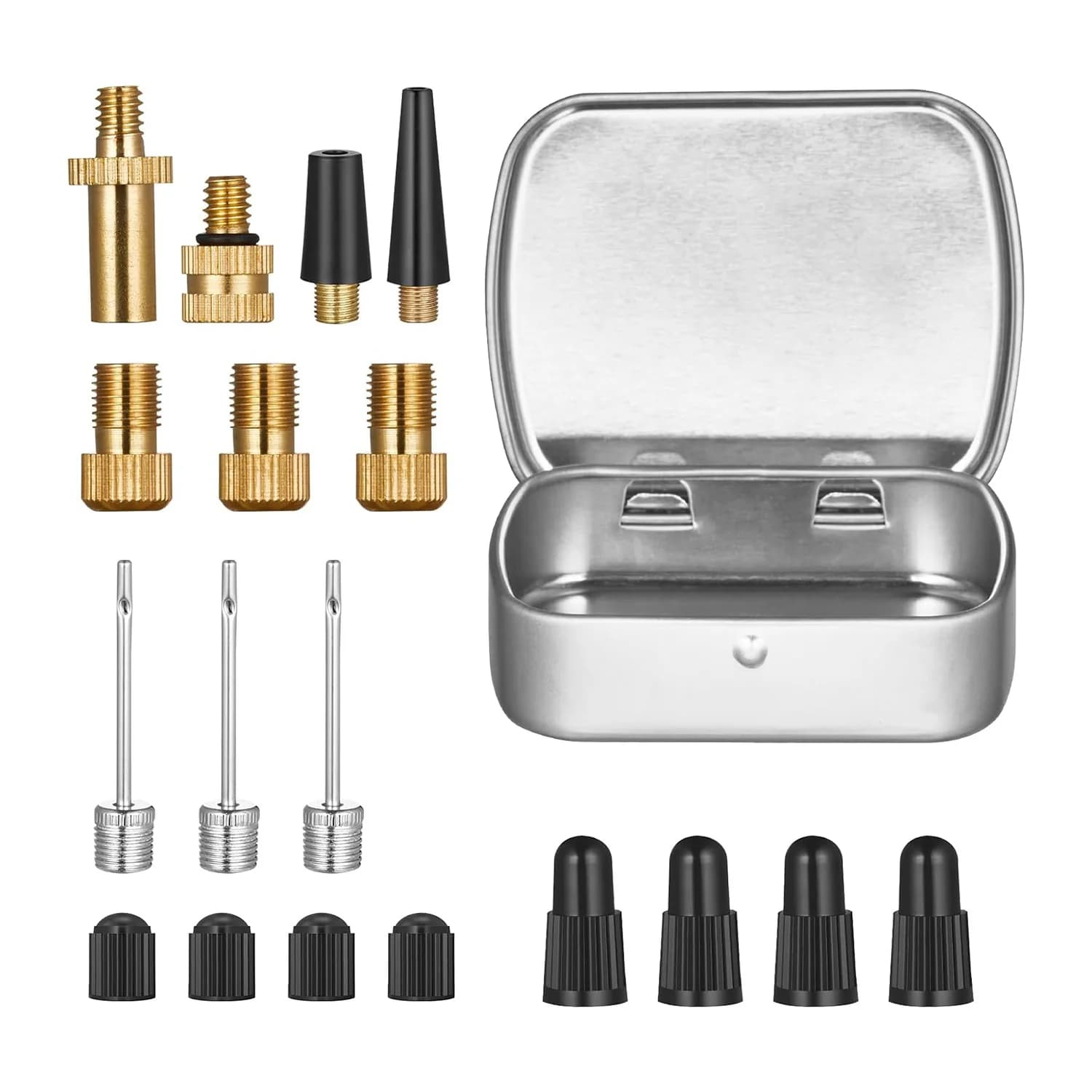 NALFI-1Set Bike Presta Valve Schrader Adaptor Kit Brass Bike Tire Pump Adaptor Black&Gold