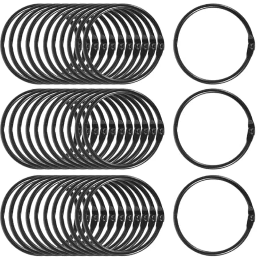 60 Pcs Loose Leaf Binder Rings Bulk Metal Book Rings with Metal Plated for Index Cards Keychains Keys Shower Curtain Hooks Flas