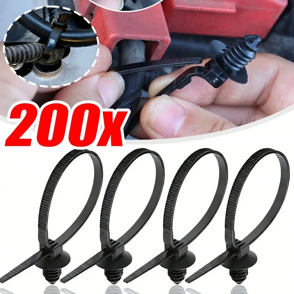 Fascette stringicavo in nylon per auto, fermacavi a zip, clip di fissaggio a pressione per tubi corrugati e avvolgimento tubi auto