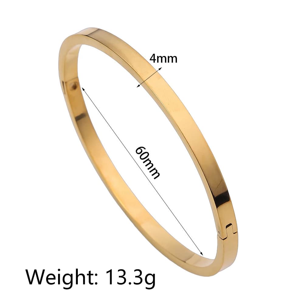Waterproof Oval Smooth Bracelet Bangle Minimalist Gold Sliver Charm Jewelry Gifts for Women Wholesale