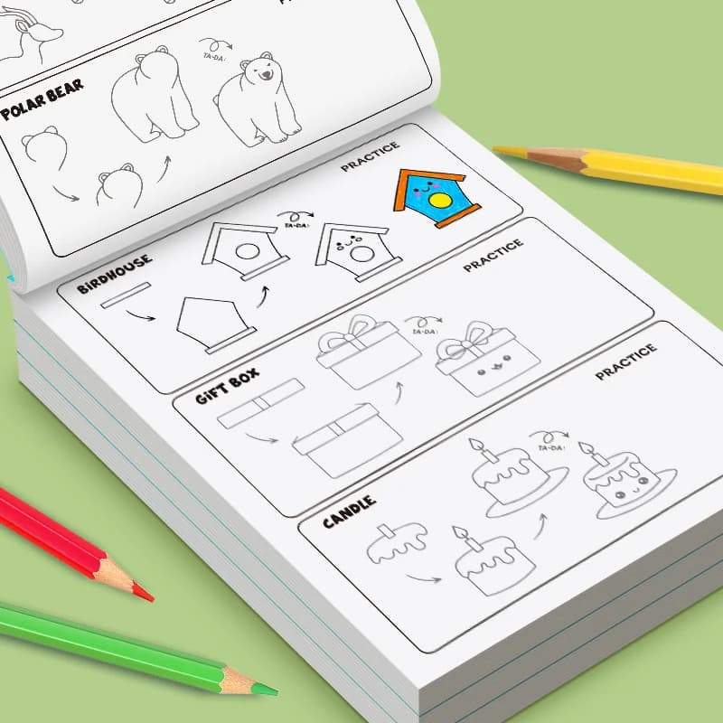 Fun Activity Drawing Book Animals Food Daily Life Theme 4 Steps To Complete Drawing How To Learn Painting Book 96 Cute Patterns
