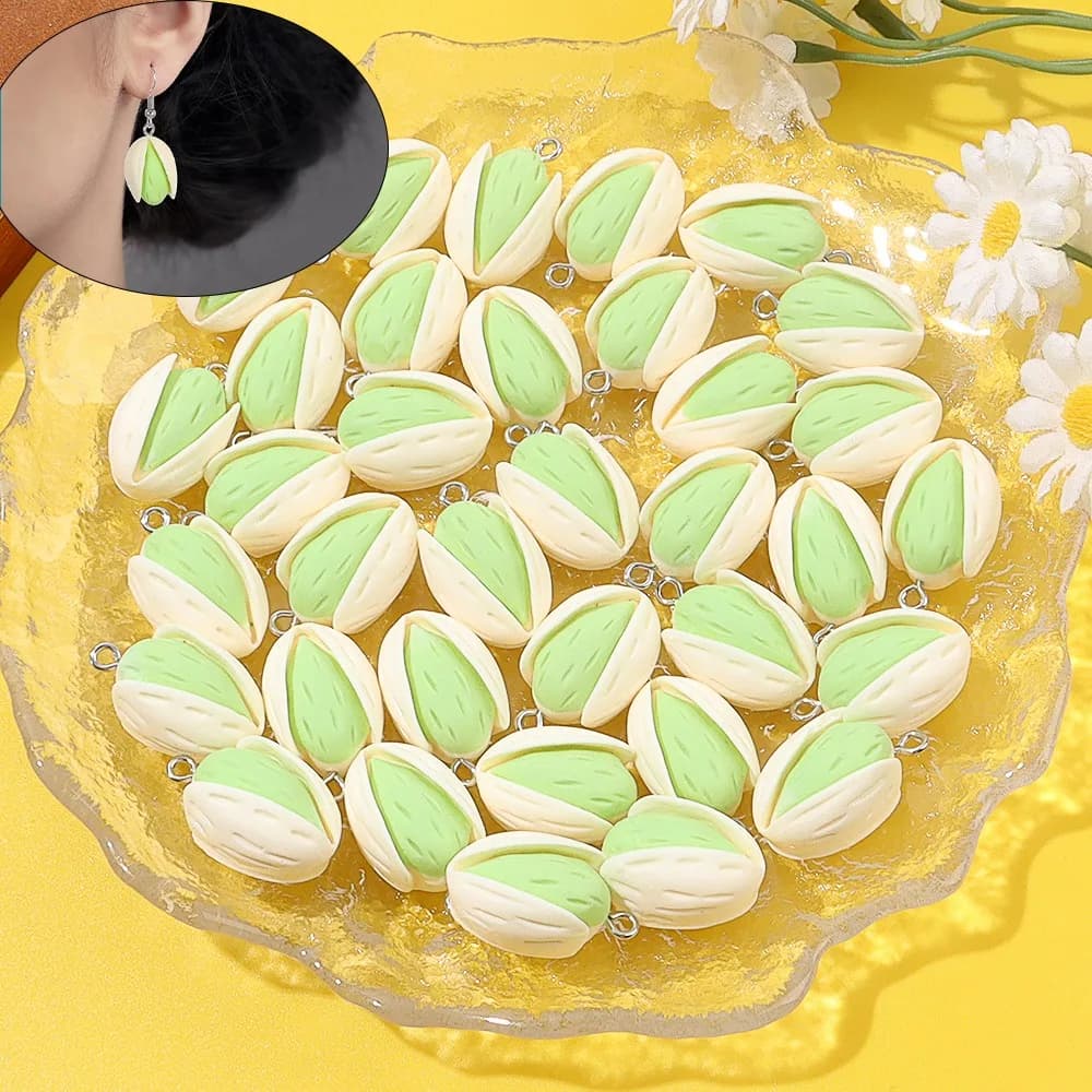 6/12/24 pezzi ciondolo decorativo a forma di pistacchio collana fai da te San Valentino Halloween Ringraziamento regali di Natale accessori