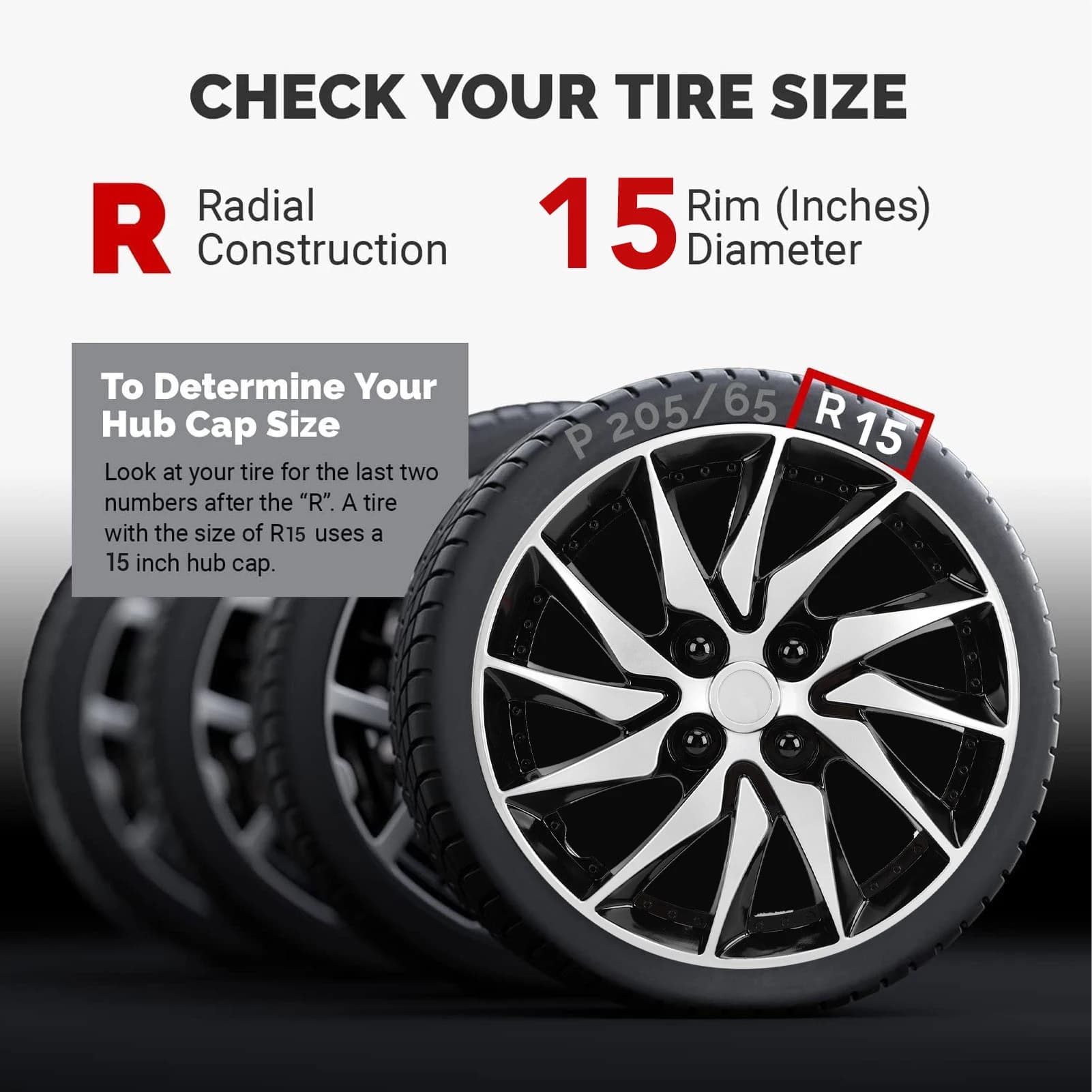 Set di 4 Copricerchi Universali da 15 Pollici, Coperture Protettive alla Moda R15 per la Maggior Parte di Auto, Camion e SUV