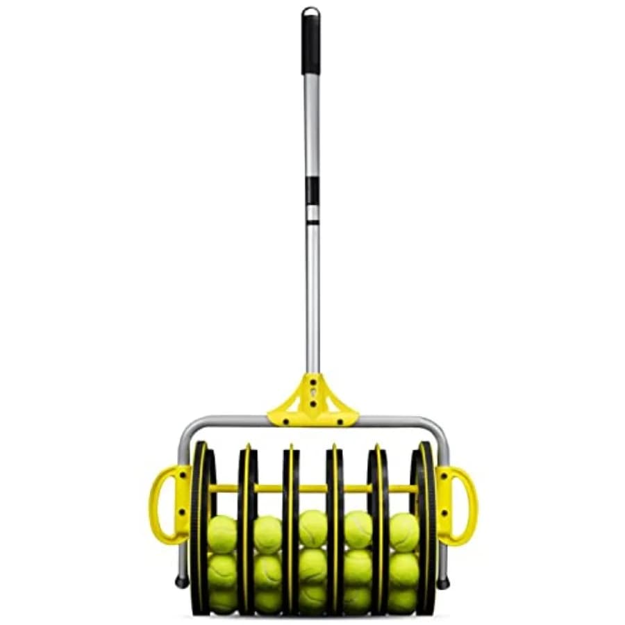 Raccoglitore di palline da tennis e cestello per uso interno/esterno, struttura in polipropilene, colore blu, automatico 2-in-1