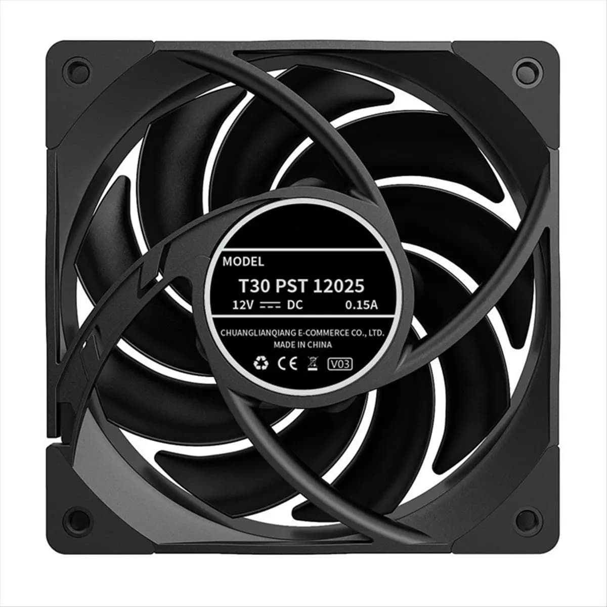 Stabile - T30 Ventola per case del computer 12CM 4PIN PWM Ventola di raffreddamento della CPU Ventola del sistema di raffreddamento della custodia del PC Ventola 120mm SFDB PC Gamer CPU Cooler Nero
