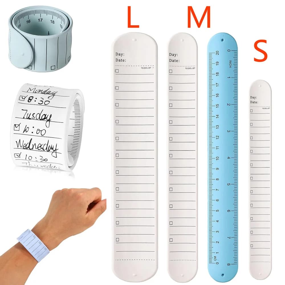 Braccialetto in silicone con blocco note, riutilizzabile, per lista delle cose da fare, cinturino da polso scrivibile e cancellabile per promemoria e pianificazione